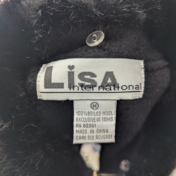 Black Embroidered Vest with Faux Fur Collar - Picture 6 of 6